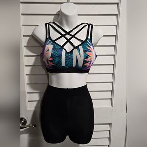 PINK Victoria's Secret Strappy Sports Bra - Black and Pink